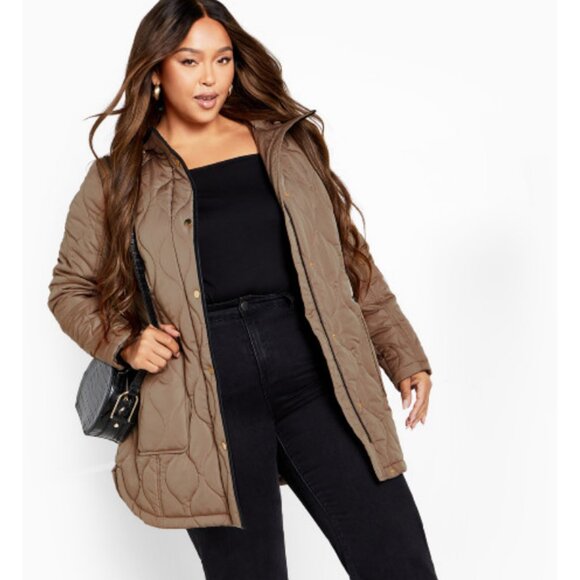 NWT City Chic EVANS 18/20 Plus Size Quilted Contrast Trim Coat - Picture 4 of 12